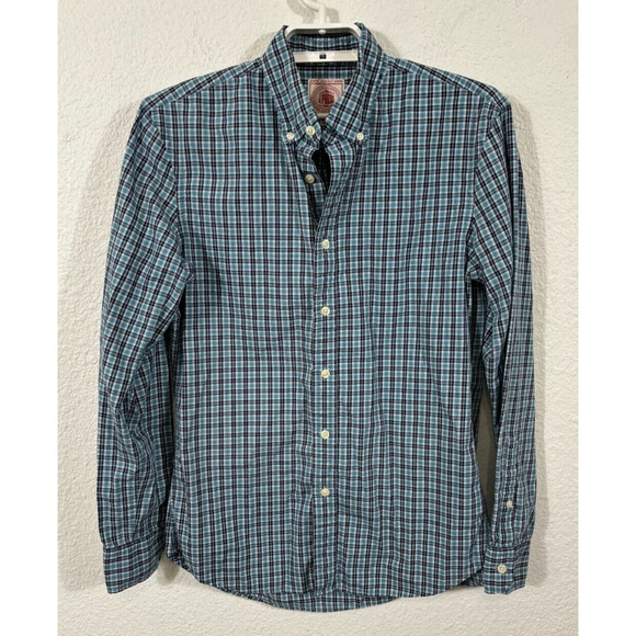 J. Press Other - J Press Dress Shirt Mens Small Blue Plaid Cotton Long Sleeve Button Down